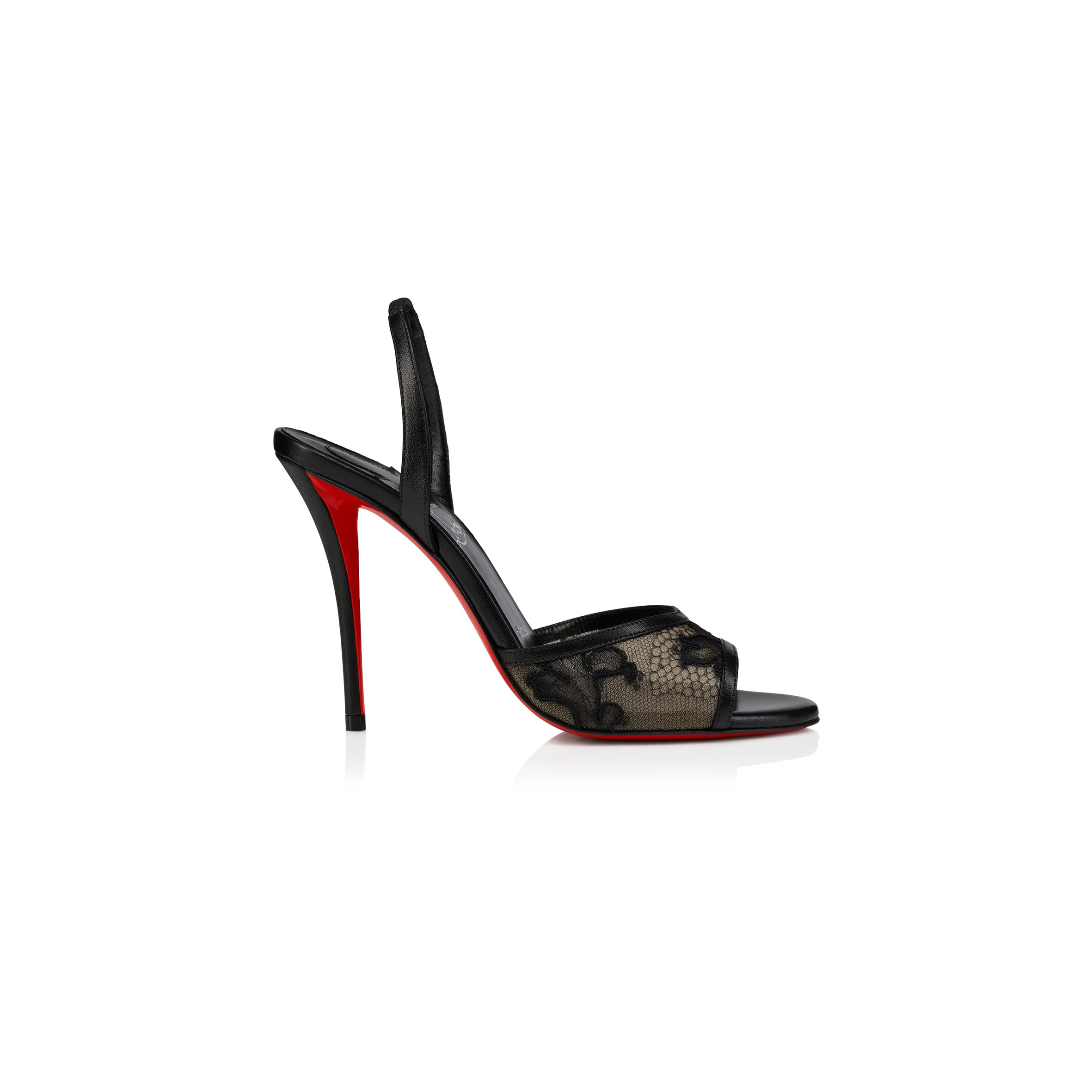 CHRISTIAN LOUBOUTIN MISS Z LACE-TRIMMED LEATHER SLINGBACK 100MM SANDALS 3260762B439
